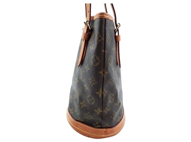 Louis Vuitton Bucket PM Monogram Marrone Tela Marrone scuro Monogramma - vista 3