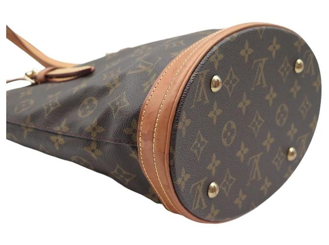Louis Vuitton Bucket PM Monogram Marrone Tela Marrone scuro Monogramma - vista 6
