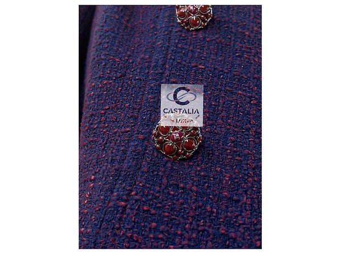 Chanel Abrigo de tweed con botones de joya a 10K$ París / Bombay Púrpura - vista 10