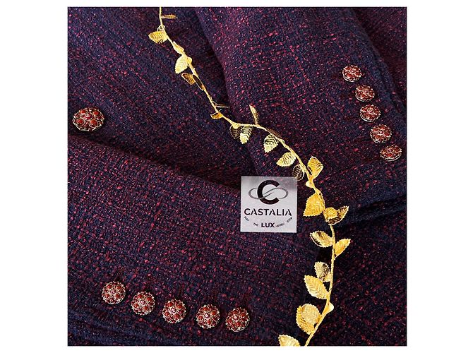 Chanel Abrigo de tweed con botones de joya a 10K$ París / Bombay Púrpura - vista 14