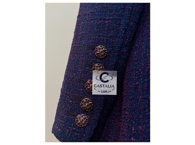 Chanel Abrigo de tweed con botones de joya a 10K$ París / Bombay Púrpura - vista 15
