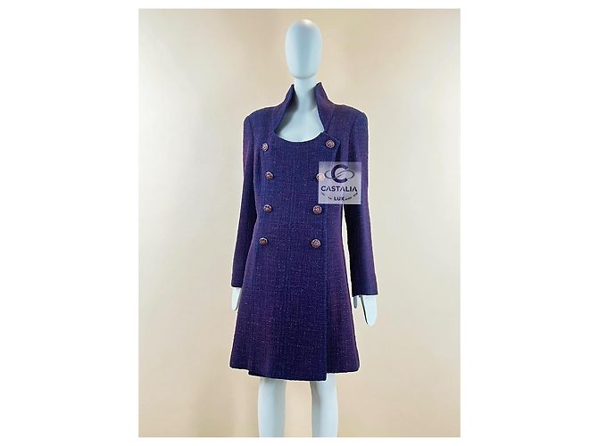 Chanel Abrigo de tweed con botones de joya a 10K$ París / Bombay Púrpura - vista 2
