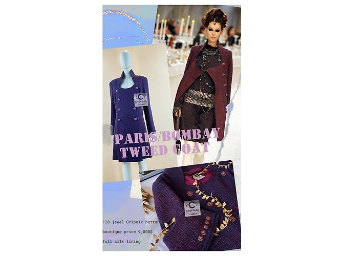 Chanel Abrigo de tweed con botones de joya a 10K$ París / Bombay Púrpura - vista 3