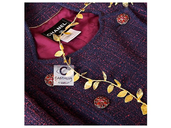 Chanel Abrigo de tweed con botones de joya a 10K$ París / Bombay Púrpura - vista 5