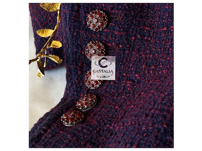 Chanel Abrigo de tweed con botones de joya a 10K$ París / Bombay Púrpura - vista 6