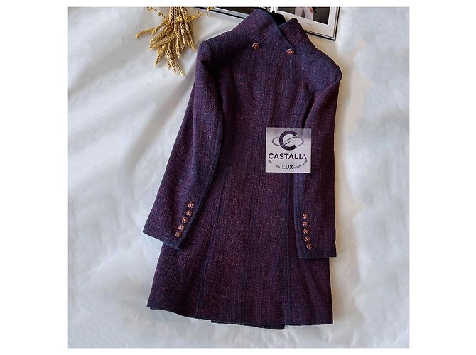 Chanel Abrigo de tweed con botones de joya a 10K$ París / Bombay Púrpura - vista 7
