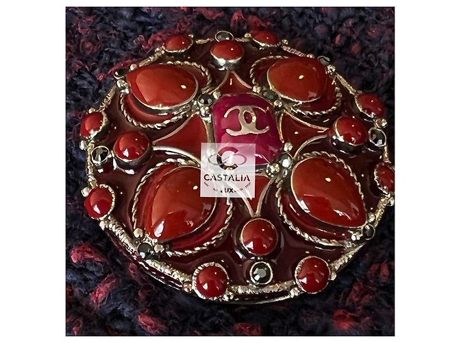 Chanel Abrigo de tweed con botones de joya a 10K$ París / Bombay Púrpura - vista 9
