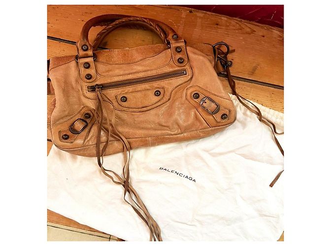 Borsa Balenciaga City in pelle marrone Marrone chiaro Caramello - vista 4