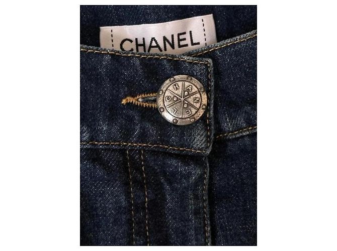 Pantaloncini Chanel Logo CC Gigante Blu Cotone - vista 2