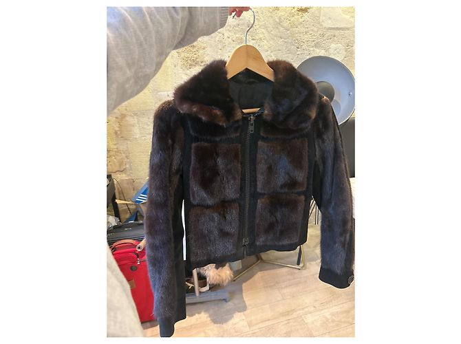 Chaqueta de visón Hermès Marrón Oscuro - vista 2