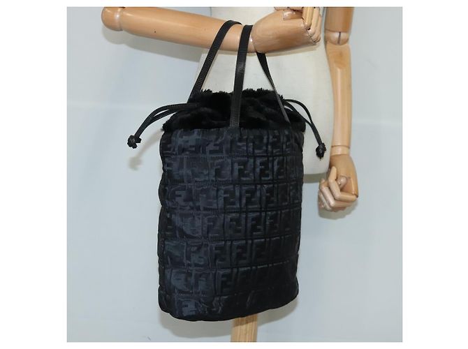 FENDI Zucca Canvas Handtasche Schwarz Auth 97410 - Ansicht 20