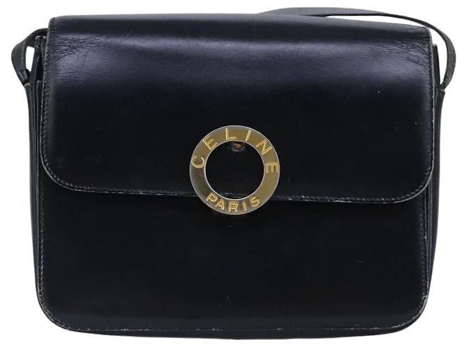 Céline Borsa a spalla CELINE in pelle nera e oro Auth 97448 Nero D'oro - vista 13