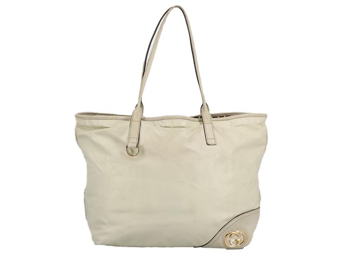 Borsa tote in pelle beige dorato GUCCI 169945 Auth th5379 - vista 13
