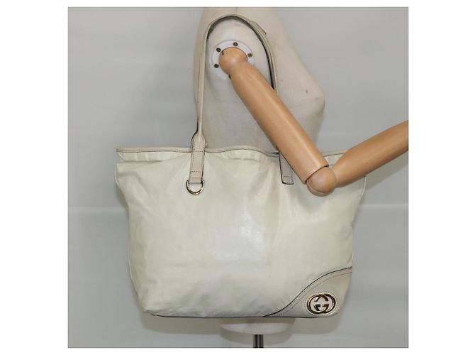 Borsa tote in pelle beige dorato GUCCI 169945 Auth th5379 - vista 19