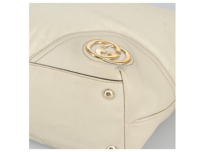 Borsa tote in pelle beige dorato GUCCI 169945 Auth th5379 - vista 8