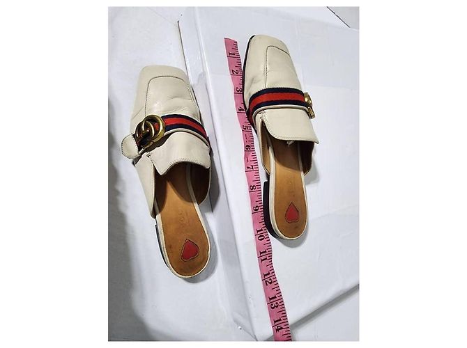 Gucci Double G Logo Leder-Mules Off-White Größe 40 - Ansicht 3