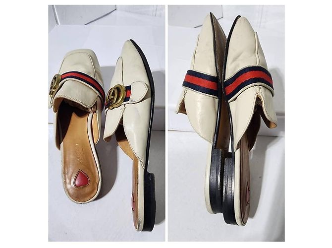 Gucci Double G Logo Leder-Mules Off-White Größe 40 - Ansicht 4