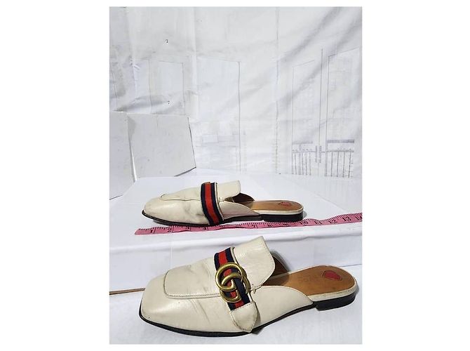 Gucci Double G Logo Leder-Mules Off-White Größe 40 - Ansicht 5