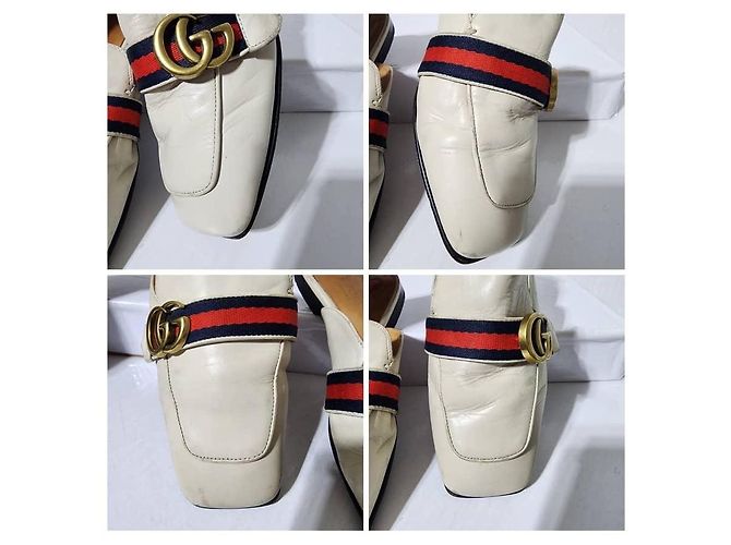Gucci Double G Logo Leder-Mules Off-White Größe 40 - Ansicht 6