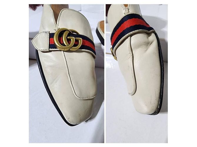 Gucci Double G Logo Leder-Mules Off-White Größe 40 - Ansicht 9