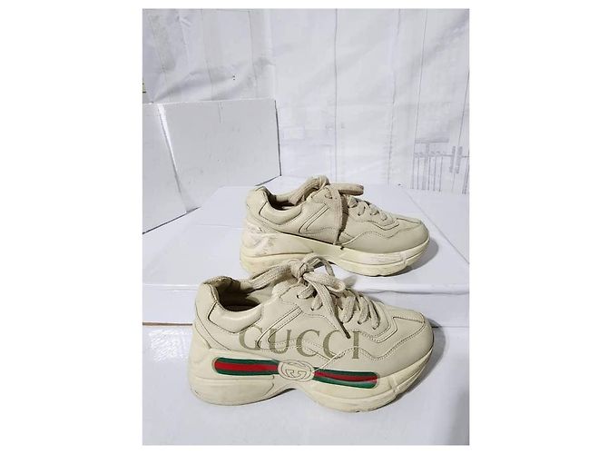 Sneakers Gucci Rhyton Interlocking G Star Off-White Taglia 34 - vista 4