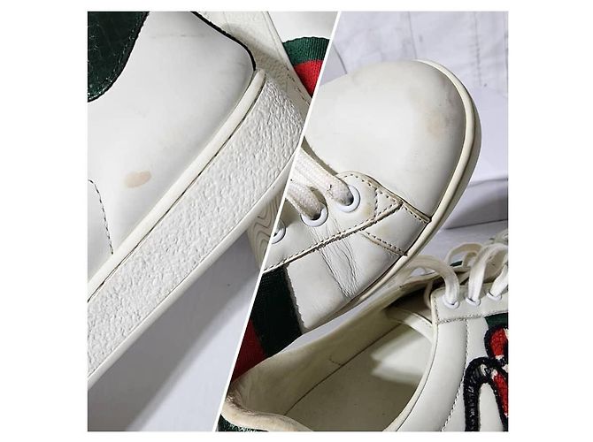 Baskets basses Gucci en cuir Ace Web blanches taille 41 - vue 14