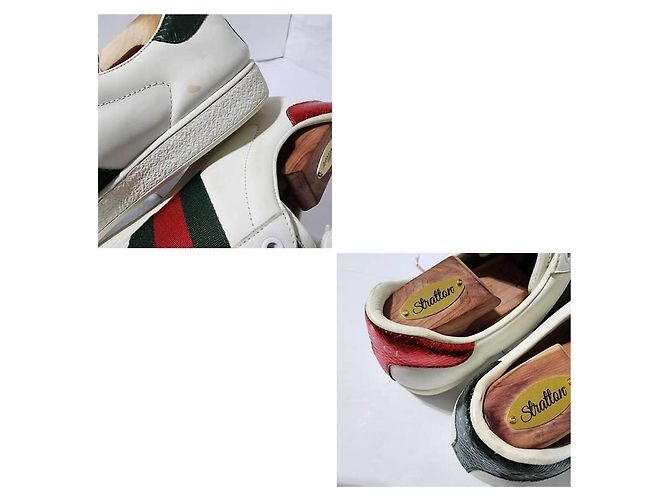 Baskets basses Gucci en cuir Ace Web blanches taille 41 - vue 17