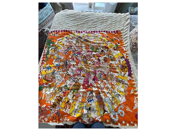 Epopea di Hermès scialle, 140cm Multicolore Arancione - vista 2