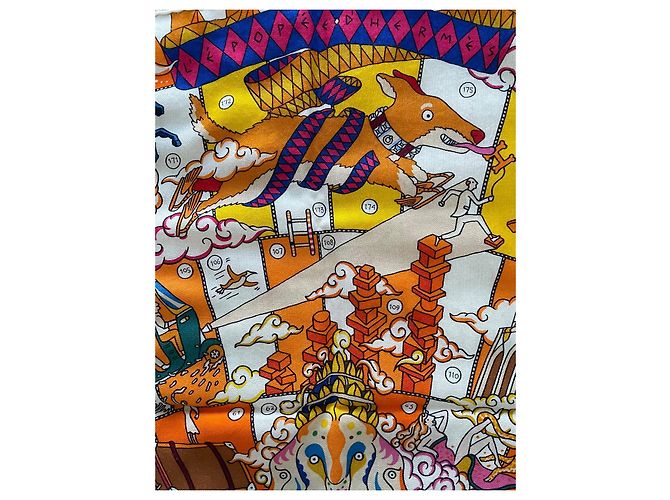 Epopea di Hermès scialle, 140cm Multicolore Arancione - vista 5