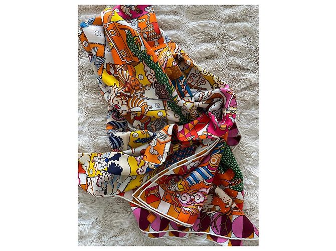 Epopea di Hermès scialle, 140cm Multicolore Arancione - vista 7