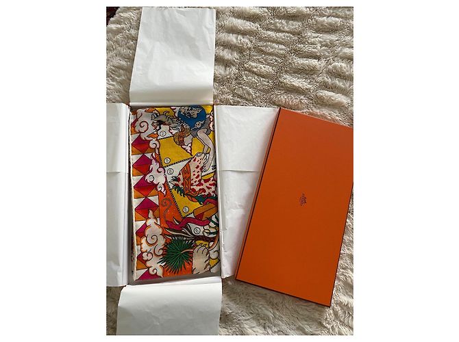 Epopea di Hermès scialle, 140cm Multicolore Arancione - vista 8