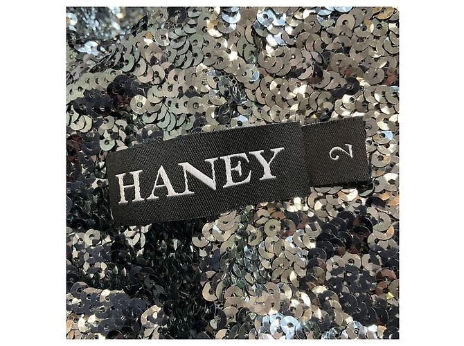 Haney Silber Metallic Pailletten Ein-Schulter Mini Kleid - Ansicht 4