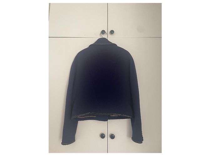 Cambon Chanel 1992 leather button suit set Blue - view 5