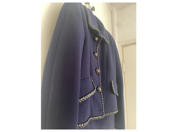 Cambon Chanel 1992 leather button suit set Blue - view 7