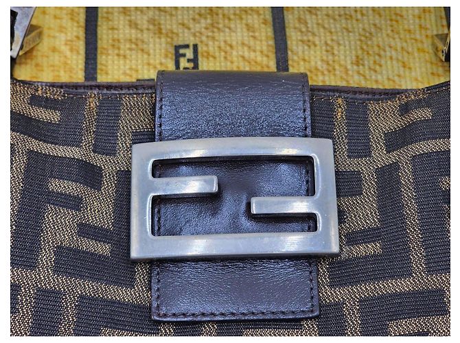 Fendi Mamma Zucchino Zucca Baguette Schultertasche Braun - Ansicht 7