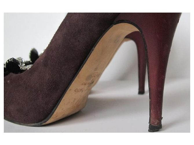 Giuseppe Zanotti Wildleder Pumps Prune mit Lederblume Pflaume - Ansicht 10