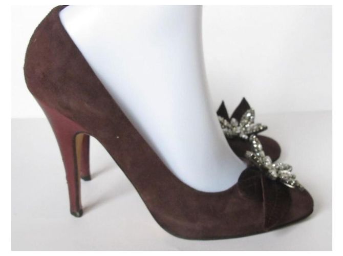 Giuseppe Zanotti Wildleder Pumps Prune mit Lederblume Pflaume - Ansicht 11