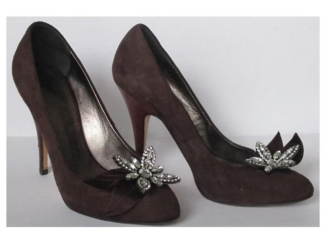 Giuseppe Zanotti Wildleder Pumps Prune mit Lederblume Pflaume - Ansicht 12