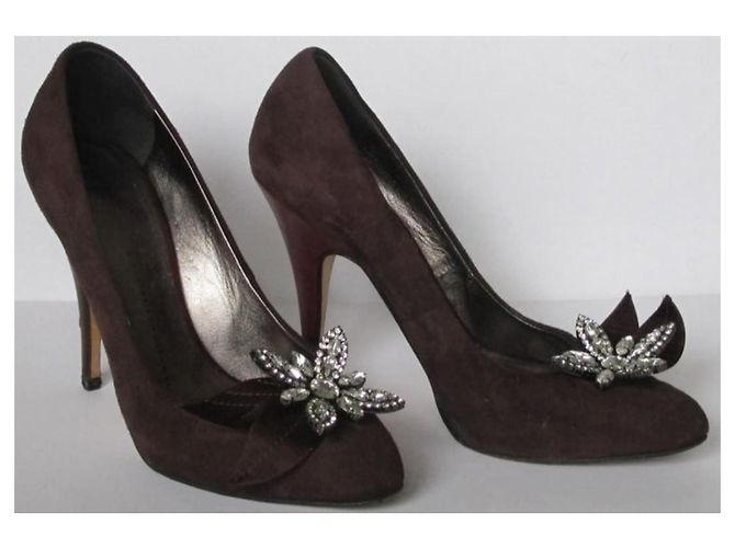 Giuseppe Zanotti Wildleder Pumps Prune mit Lederblume Pflaume - Ansicht 2