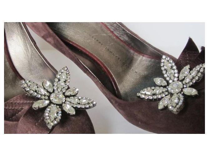 Giuseppe Zanotti Wildleder Pumps Prune mit Lederblume Pflaume - Ansicht 3