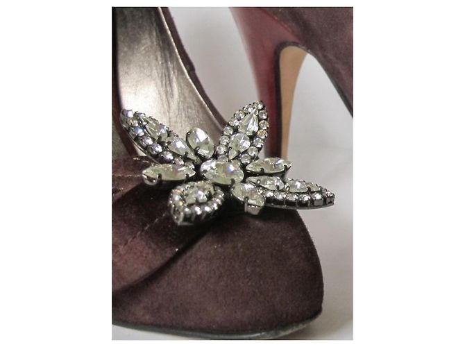 Giuseppe Zanotti Wildleder Pumps Prune mit Lederblume Pflaume - Ansicht 4