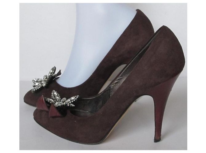 Giuseppe Zanotti Wildleder Pumps Prune mit Lederblume Pflaume - Ansicht 9