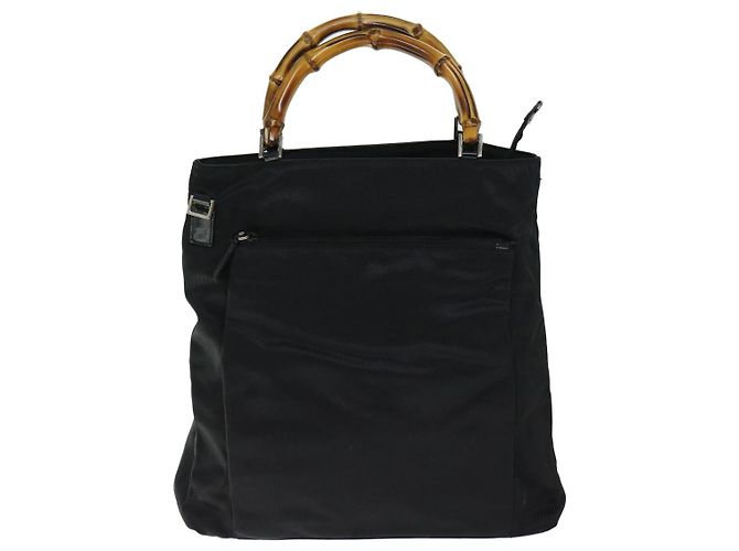 Borsa a mano in nylon GUCCI Bamboo 2way nera 002 3754 0506 Auth ep3379 Nero - vista 2