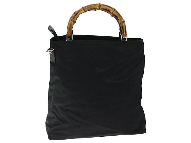 Borsa a mano in nylon GUCCI Bamboo 2way nera 002 3754 0506 Auth ep3379 Nero - vista 3