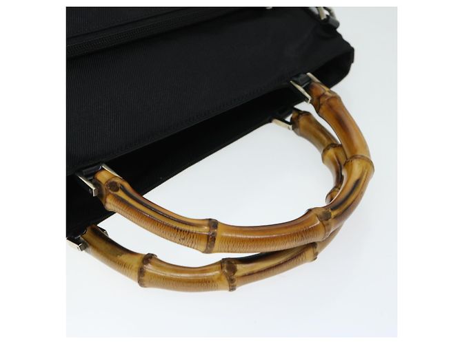 Borsa a mano in nylon GUCCI Bamboo 2way nera 002 3754 0506 Auth ep3379 Nero - vista 7