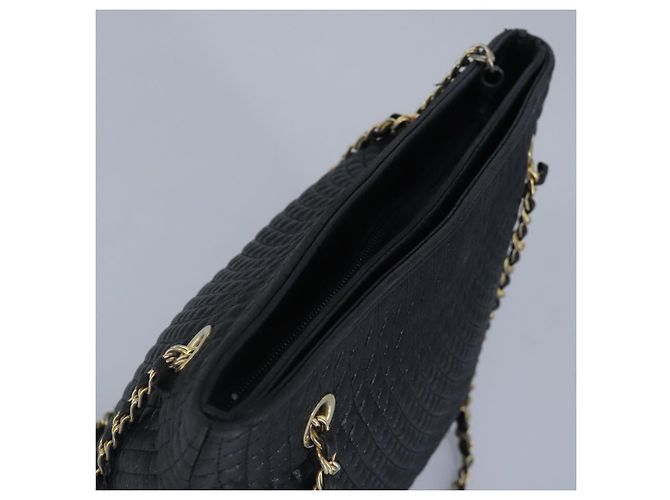BALLY Borsa a Spalla a Catena in Pelle Nera e Oro Auth 97462 Nero D'oro - vista 6