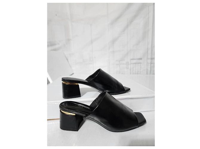 Autre Marque Charles and Keith Square Toe Heel Mules Black Size 38 - view 6