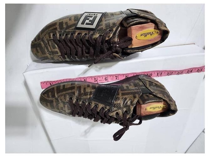 Fendi Zucca Canvas- und Leder-Sneaker in Tabakbraun/Schwarz Größe 6 und halb - Ansicht 5