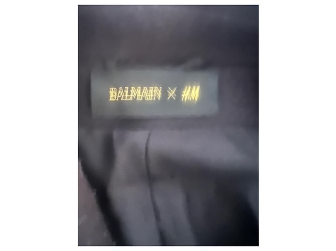 Abrigo negro de lana con cinturón Balmain pour H&M - vista 3