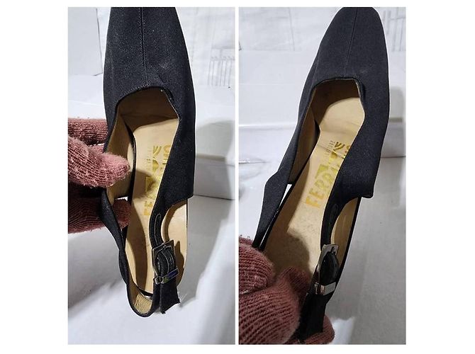 Salvatore Ferragamo Talon Compensé Noir Taille 7 - vue 13
